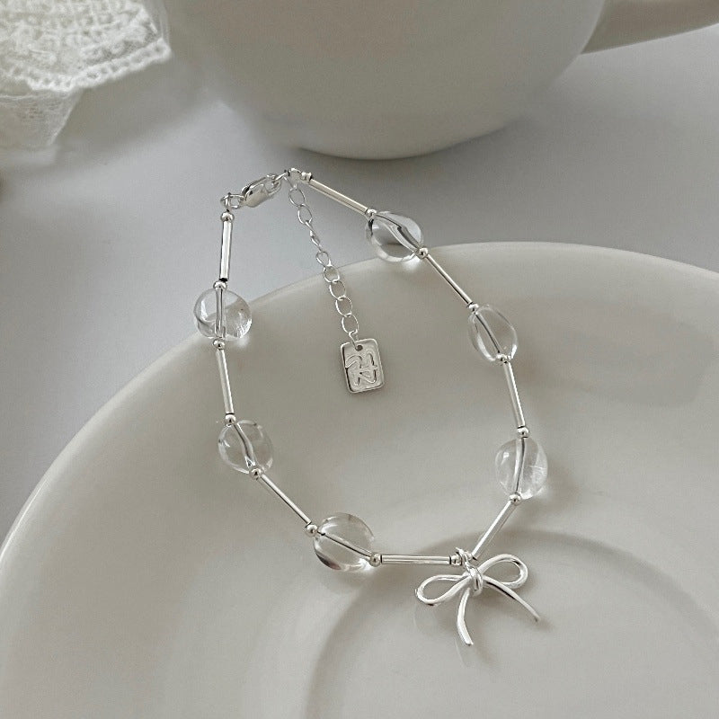 S925 Silver Crystal Bow Bracelet