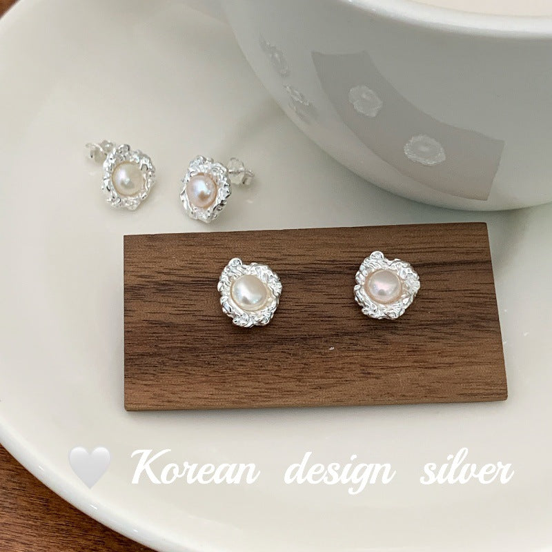 Camellia Pearl Stud Earrings