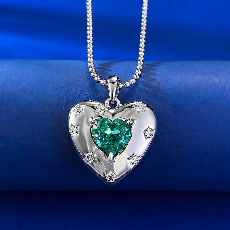 S925 Paraiba Heart Silver Necklace