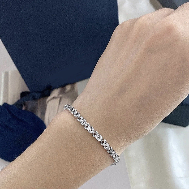 S925 Silver Wheat Zirconia Bracelet