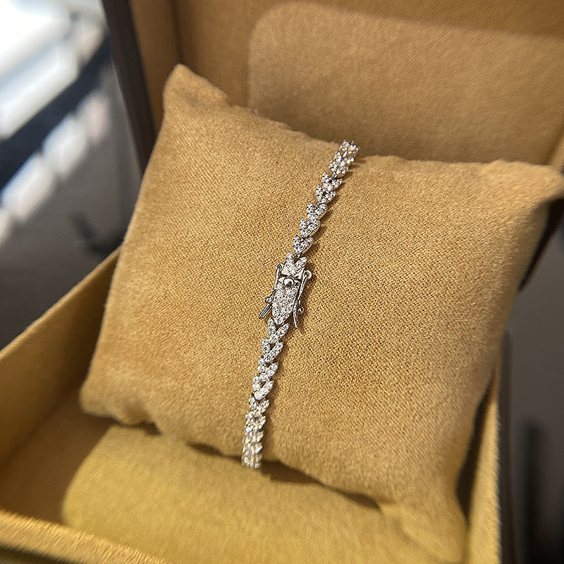 S925 Silver Wheat Zirconia Bracelet