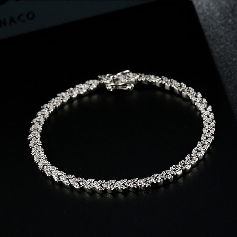 S925 Silver Wheat Zirconia Bracelet