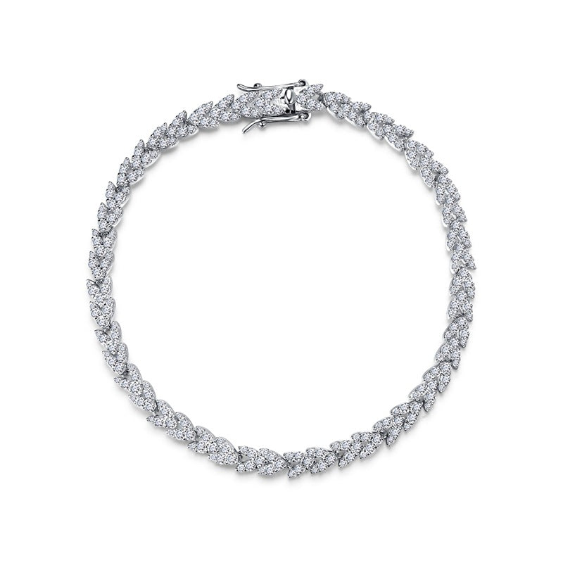 S925 Silver Wheat Zirconia Bracelet