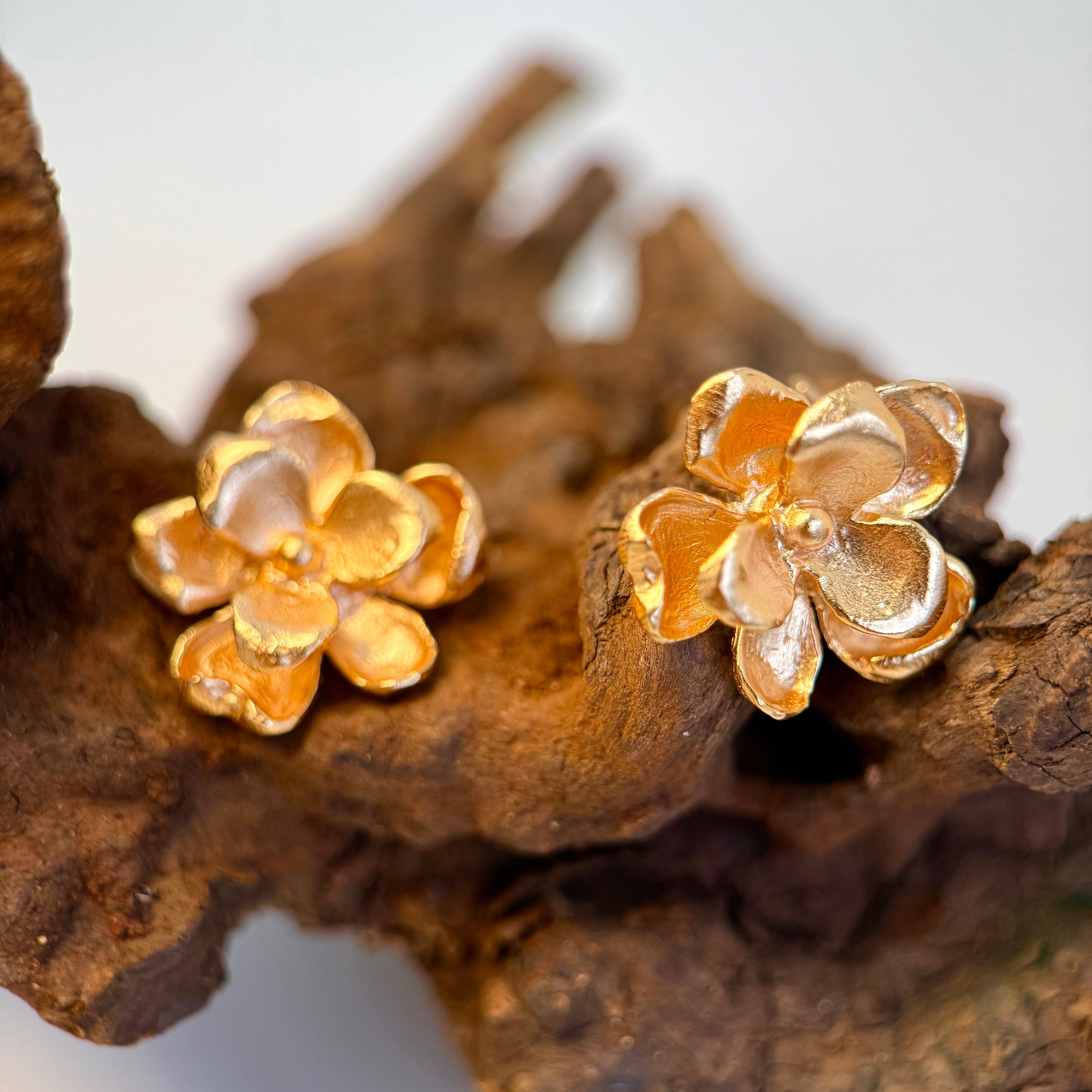 Gold-Plated Camellia Earrings in S925 Silver