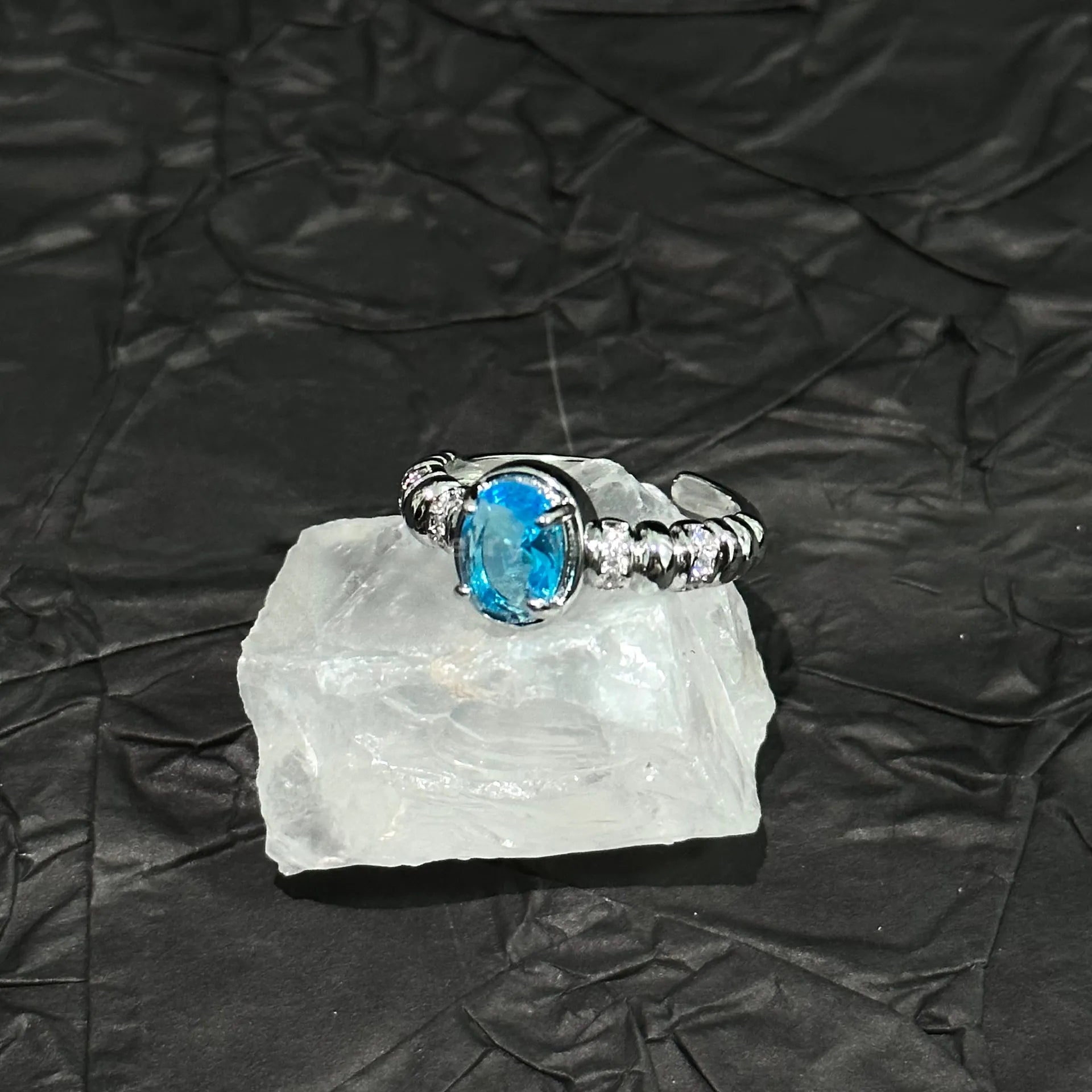 Natural Topaz Silver Open Ring