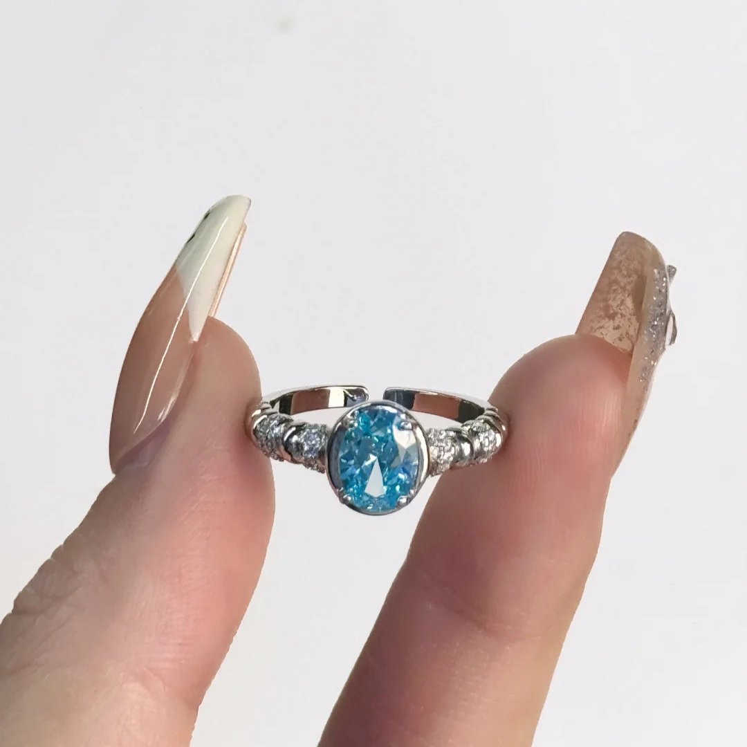 Natural Topaz Silver Open Ring