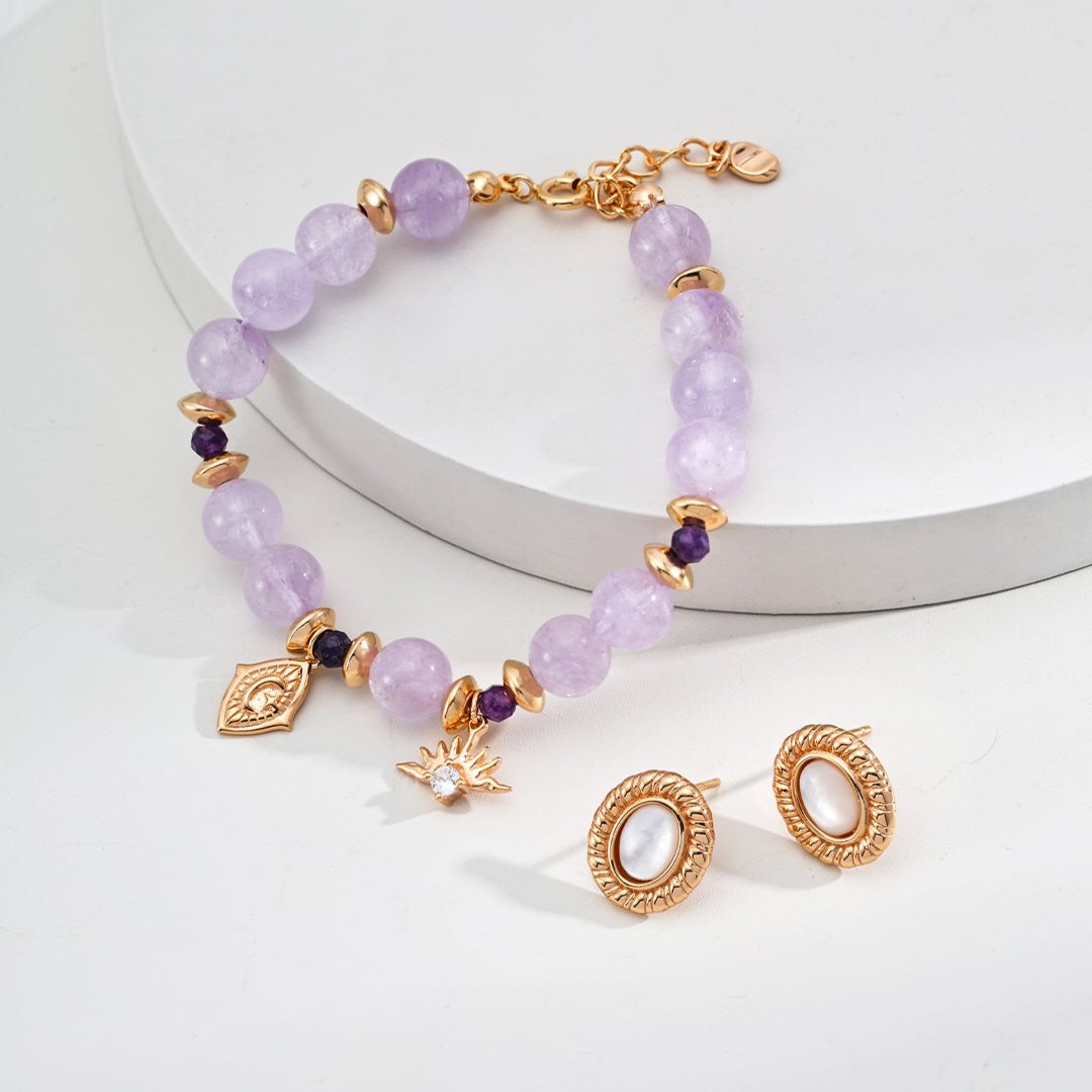 S925 Silver Gold-Plated Lavender Amethyst Zircon Bracelet