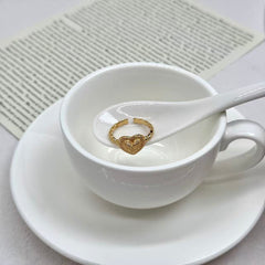 S925 Silver Vintage Heart Textured Ring