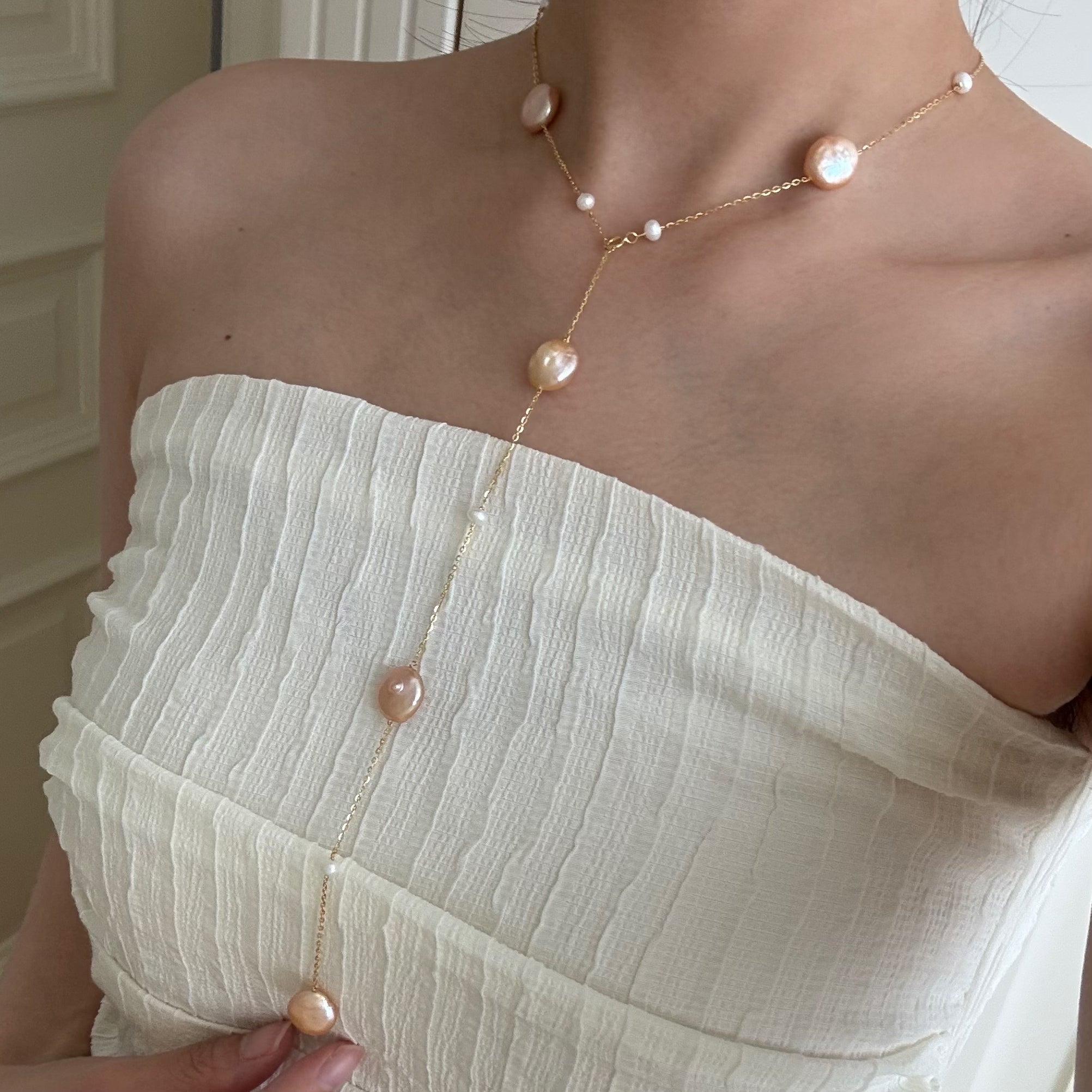4 Styles, 1 Necklace · Baroque Pearl Cascade Necklace