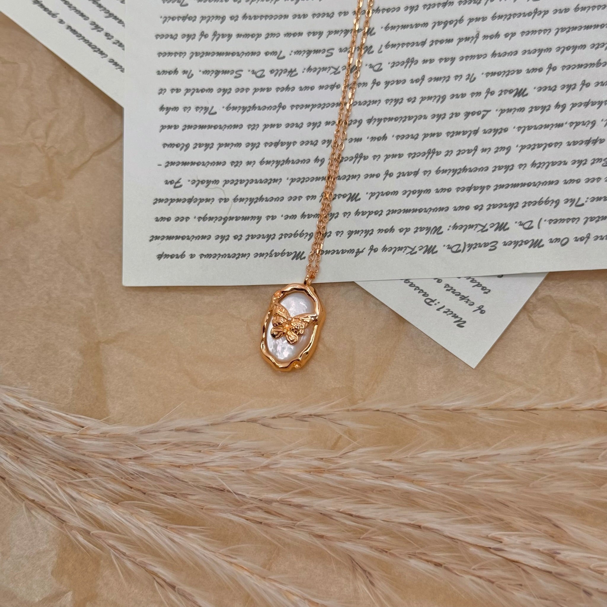 S925 Silver Mother-of-Pearl Butterfly Pendant Necklace