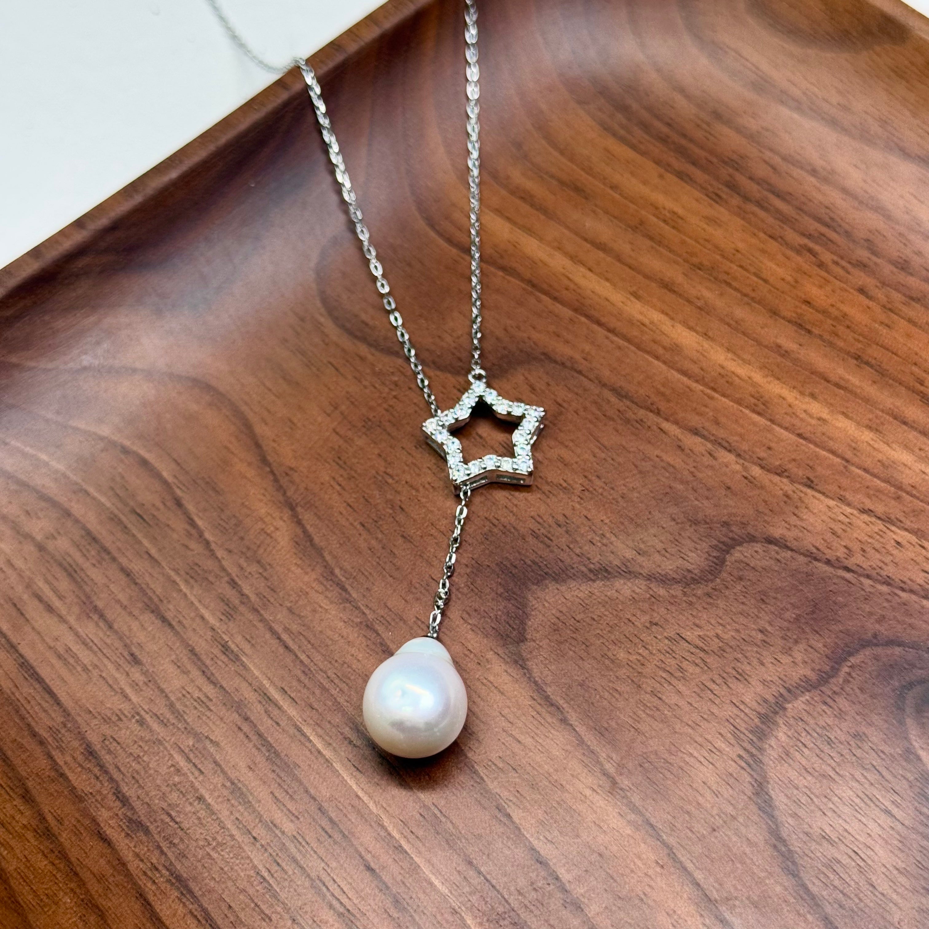Star & Edison Pearl Necklace in S925 Silver