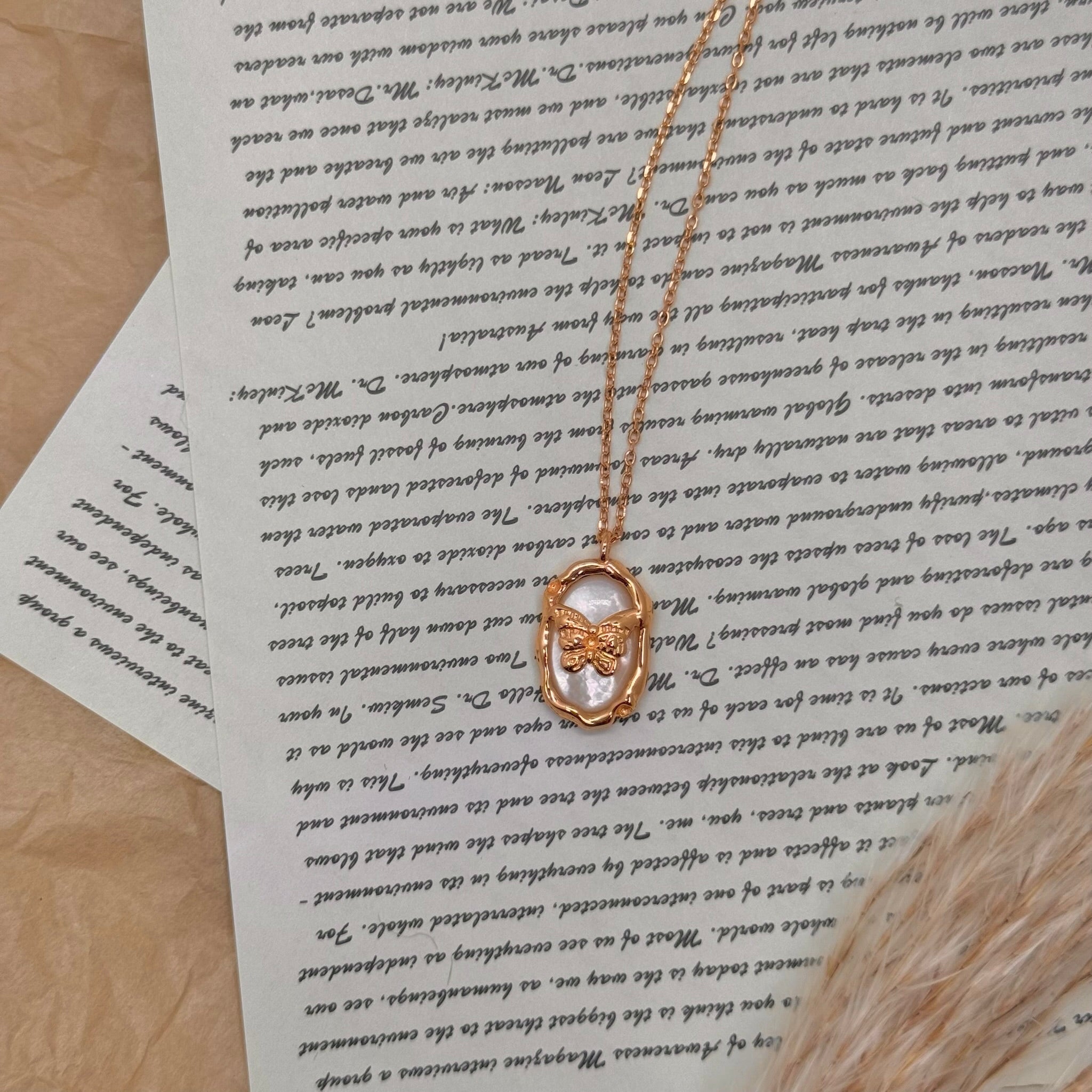 S925 Silver Mother-of-Pearl Butterfly Pendant Necklace
