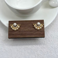 S925 Gold-Plated Zirconia & Pearl Stud Earrings