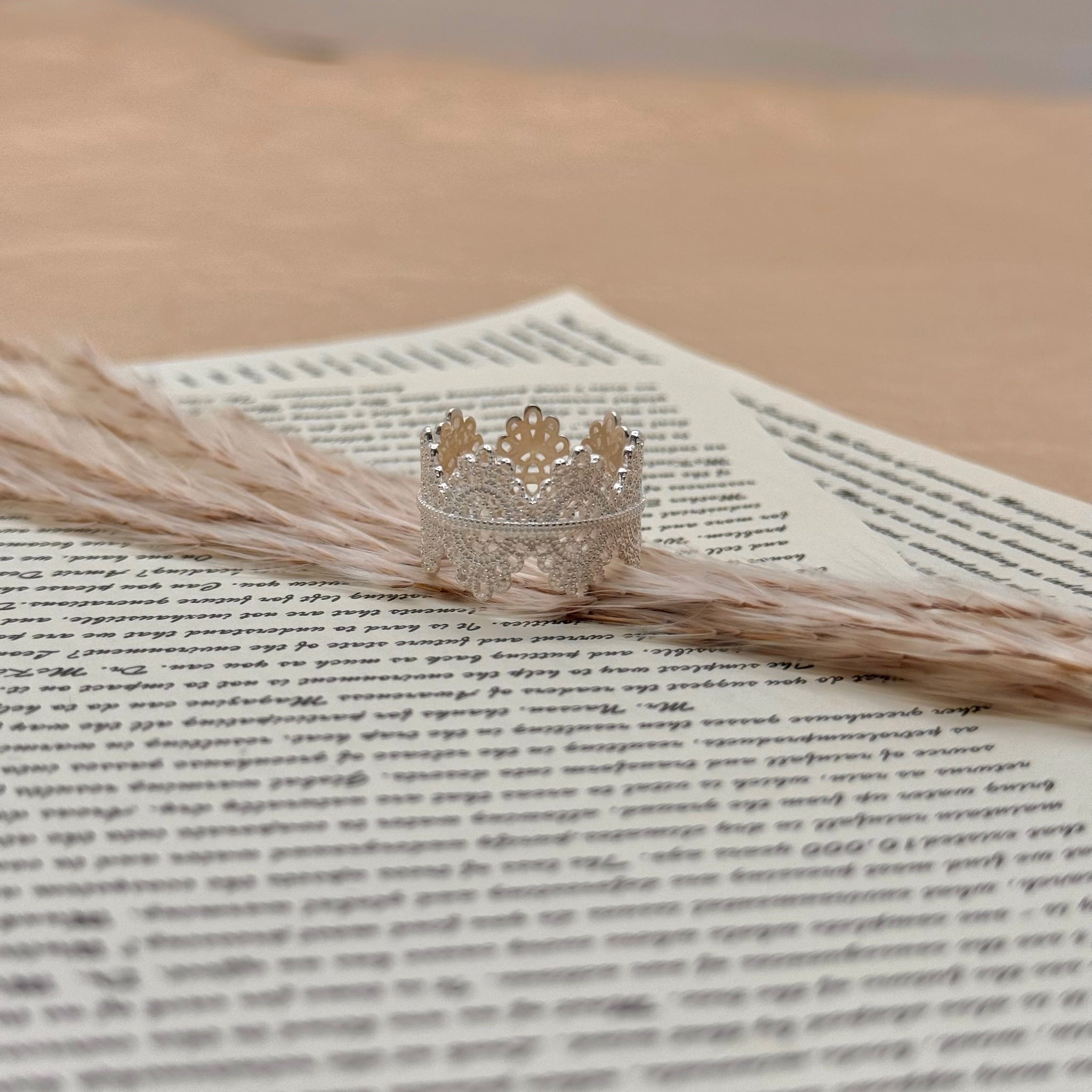 S925 Silver Italian Vintage Lace Band Ring