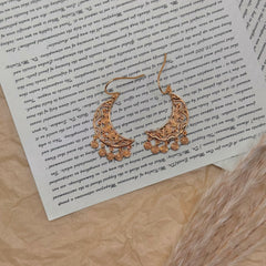 S925 Silver Gold-Tone Crescent Moon Boho Earrings