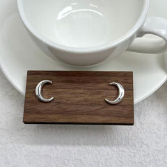 S925 Silver Mini Moon Stud Earrings