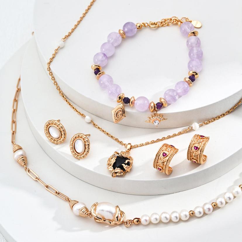 S925 Silver Gold-Plated Lavender Amethyst Zircon Bracelet